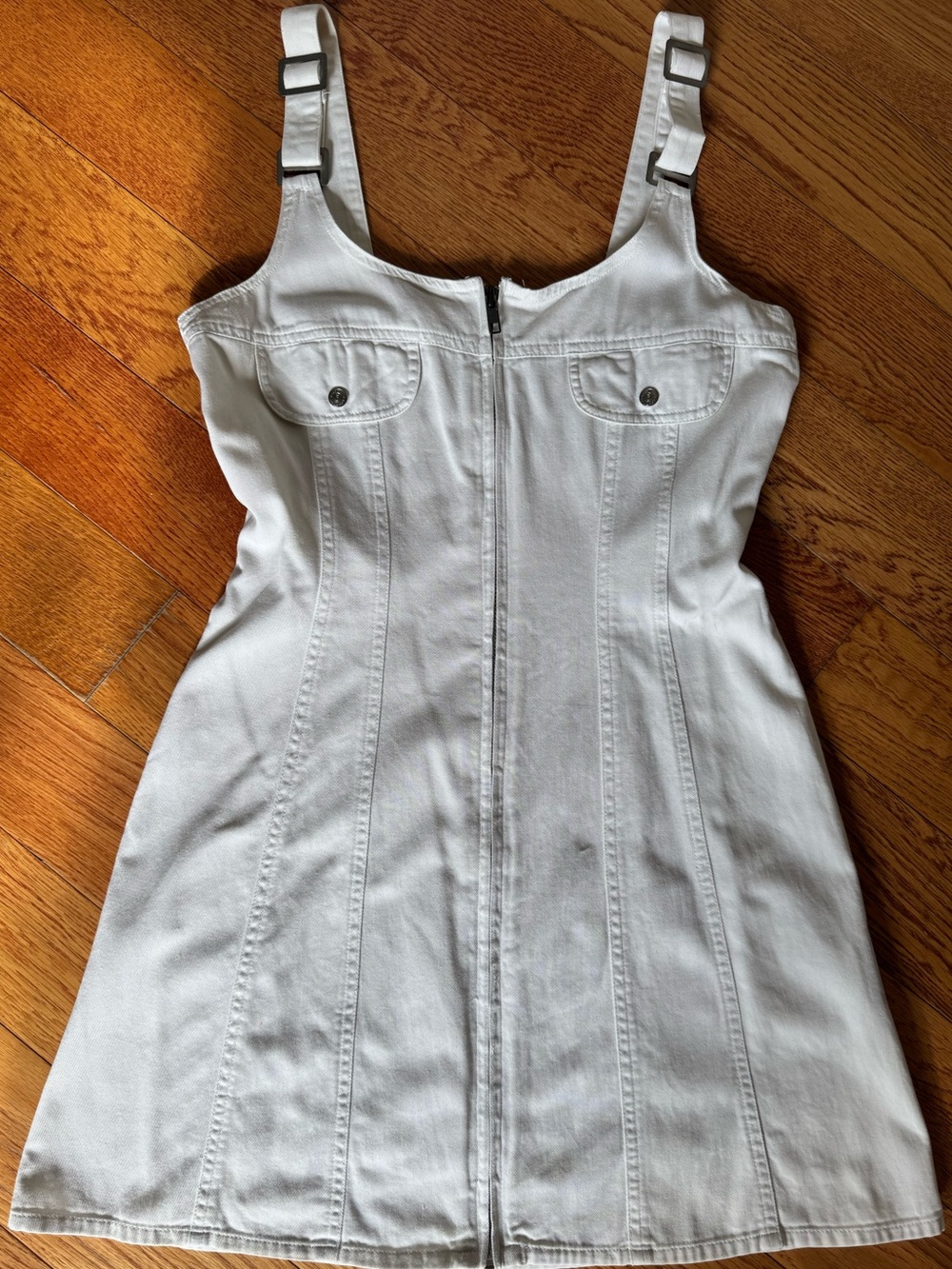 Rocky White Zip-Front Mini Dress with Adjustable Straps